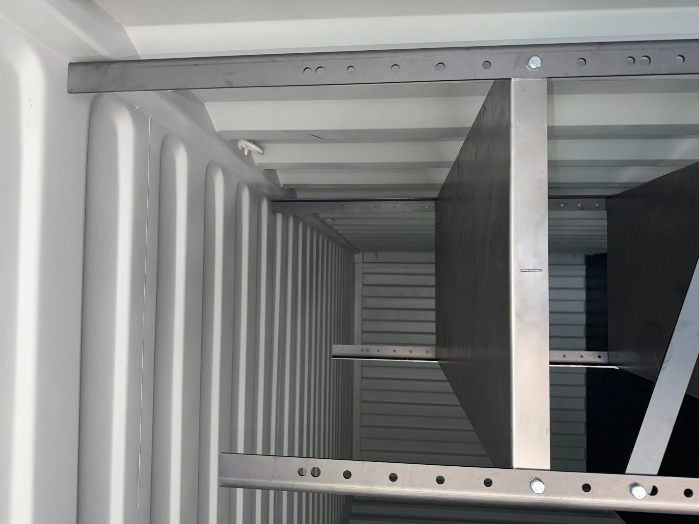 Interior shelving and storage in a resort container