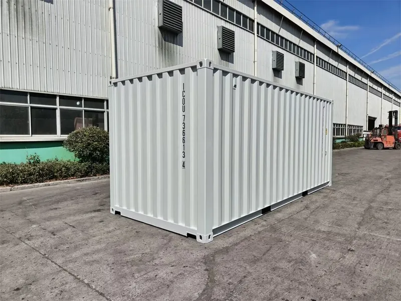 Neuer One-Way-ISO-Container 20 ft auf dem Tanax-Werkshof, Türen geschlossen