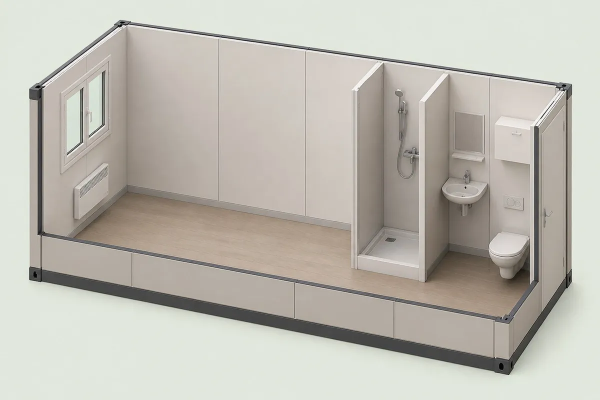 Bathroom interior visualisation of a sanitary container