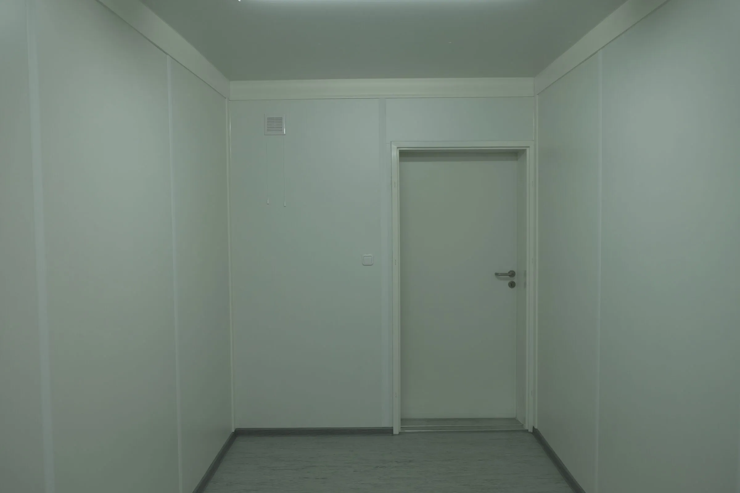 Module interior room with a white internal door