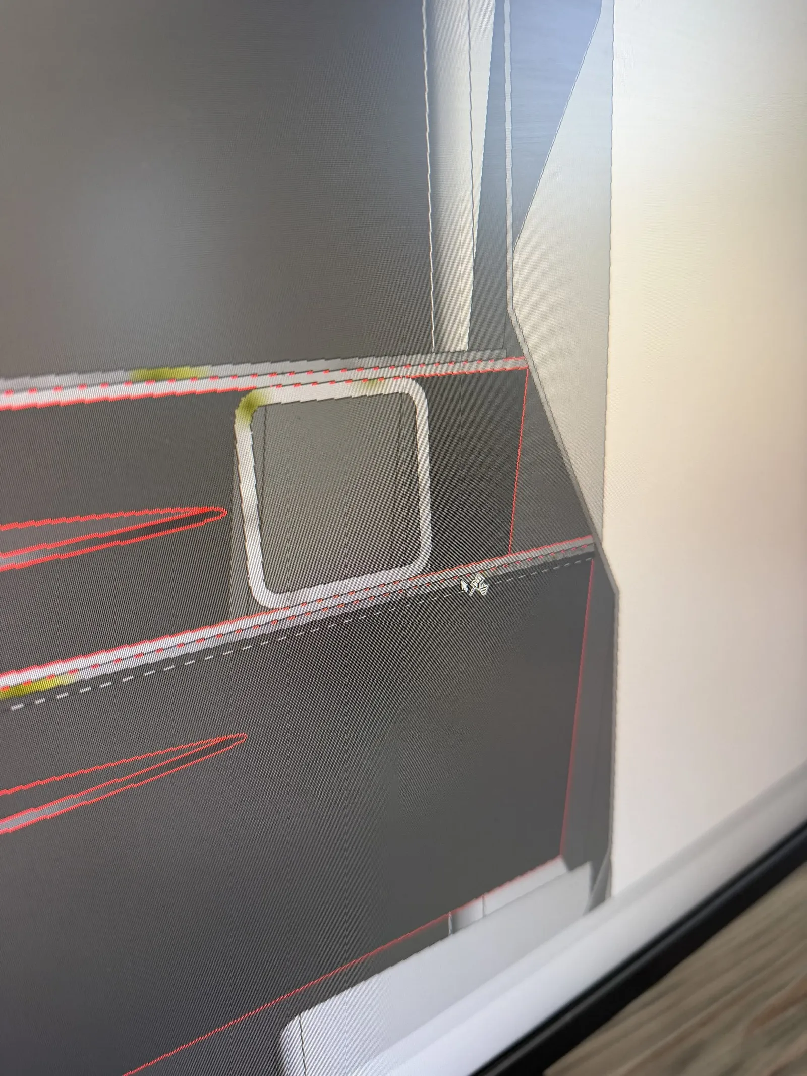 Interior corner of a container in the 3D model