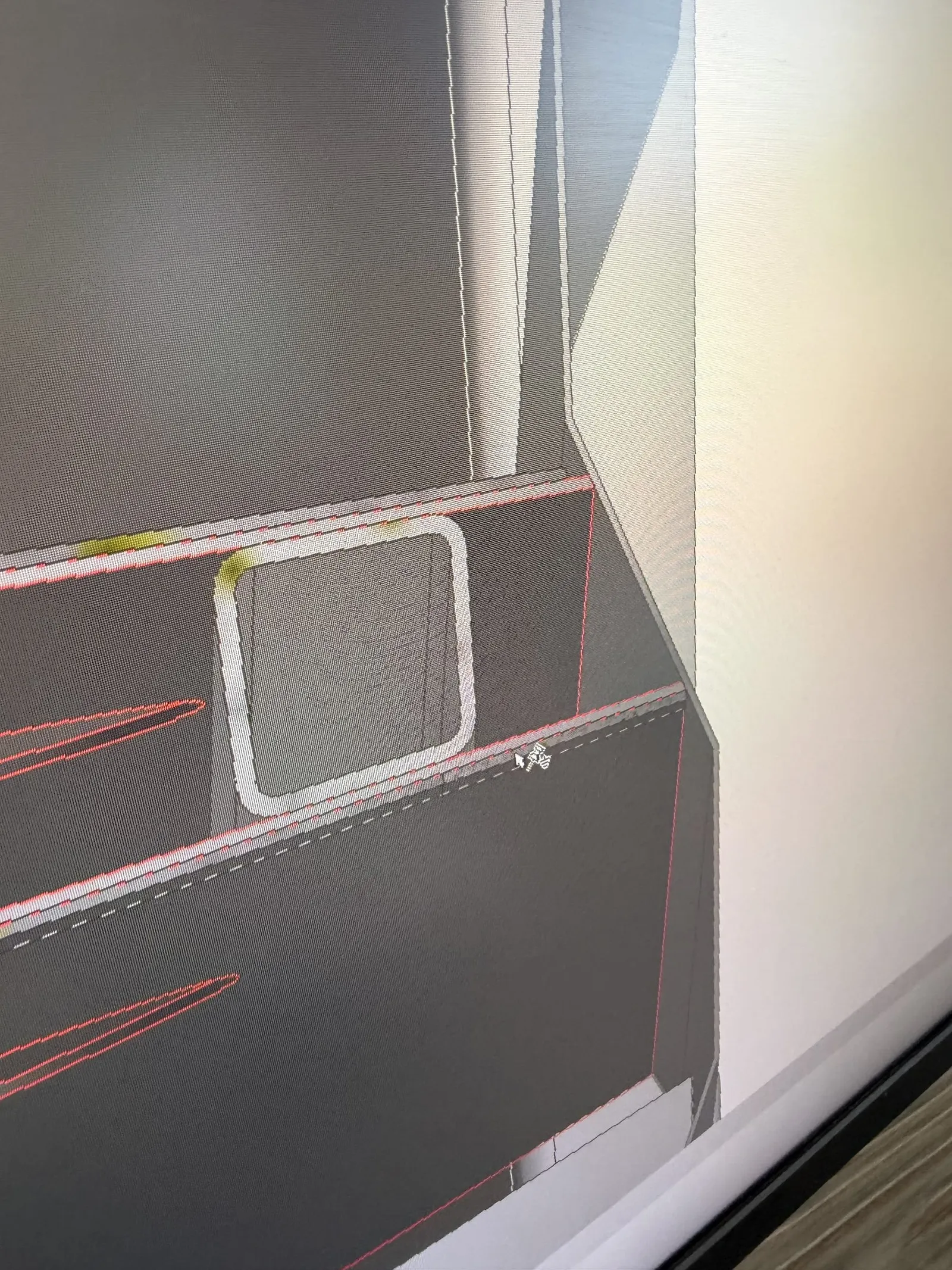 Interior window opening of a container in the 3D model