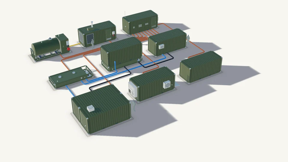 Das fertige Feldlager: alle Einheiten der Familie aufgestellt und angeschlossen.
