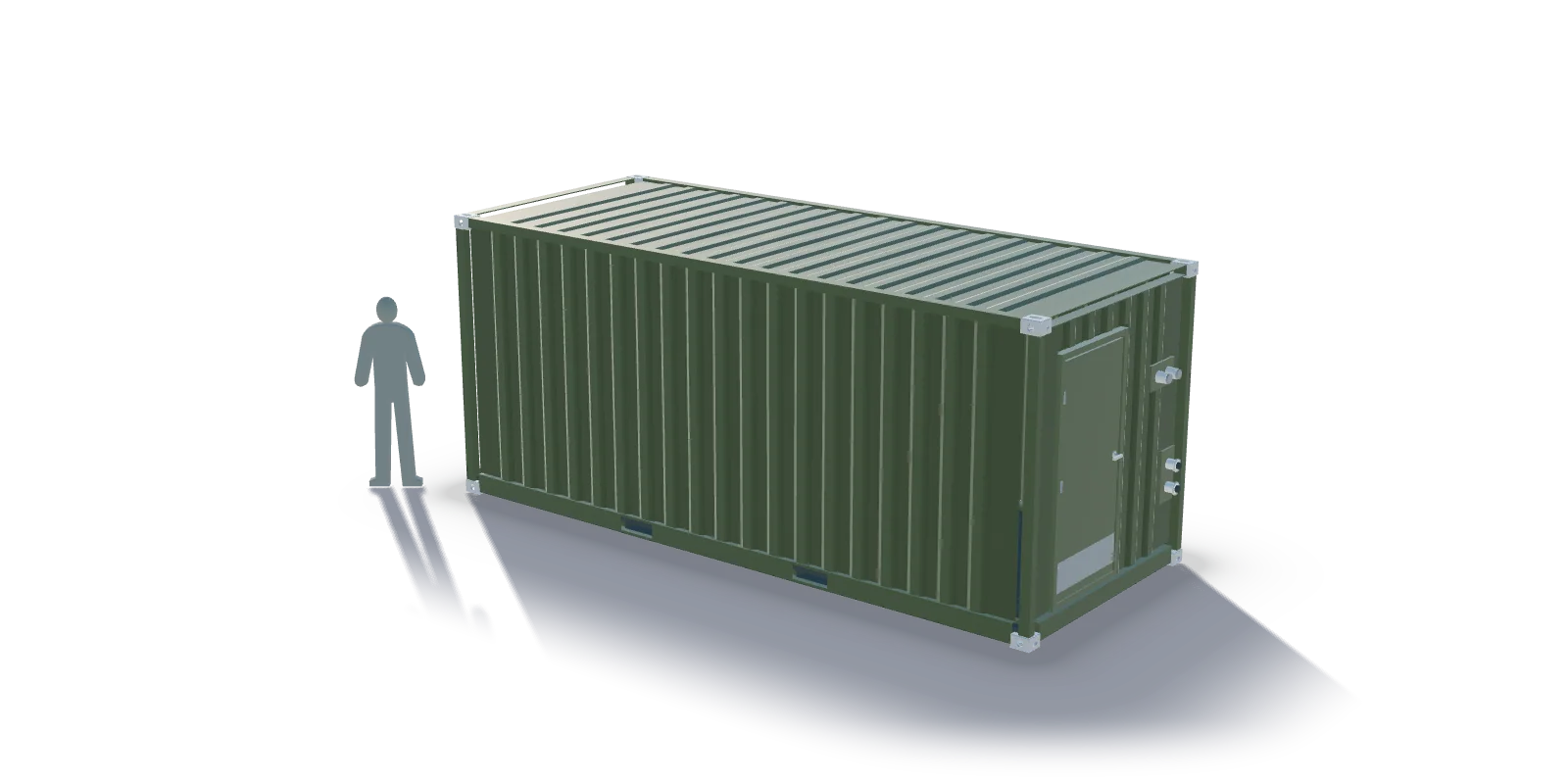 Sanitetscontainer: Set udefra (visualisering)
